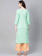 Yufta Women Sea Green & Peach Embroidered Kurta with Palazzo Discount