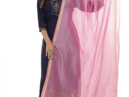 Mominos Fashion Baby Pink Banarsi Piping Dupatta on Sale