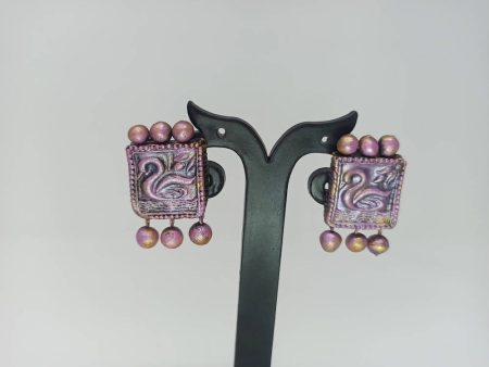 Terracotta Beautiful Swan Studs-Lavender Fashion