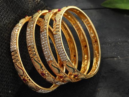 Mominos Fashion Kamal Johar AD Golden Bangles Set For Discount